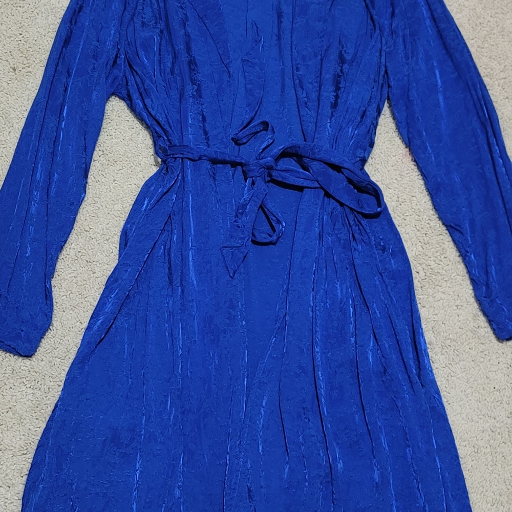 Torrid Jacquard Blue Kimono Duster Trench Coat Size 1 Plus Belted Layering Jacke